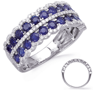 14K White Gold Sapphire & Diamond Band