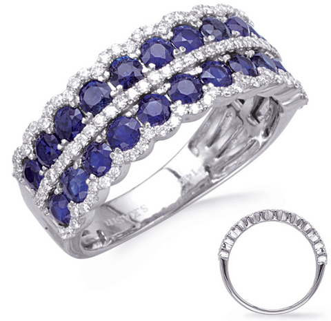 14K White Gold Sapphire & Diamond Band