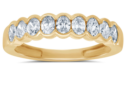14K Yellow Gold Oval Diamond Band