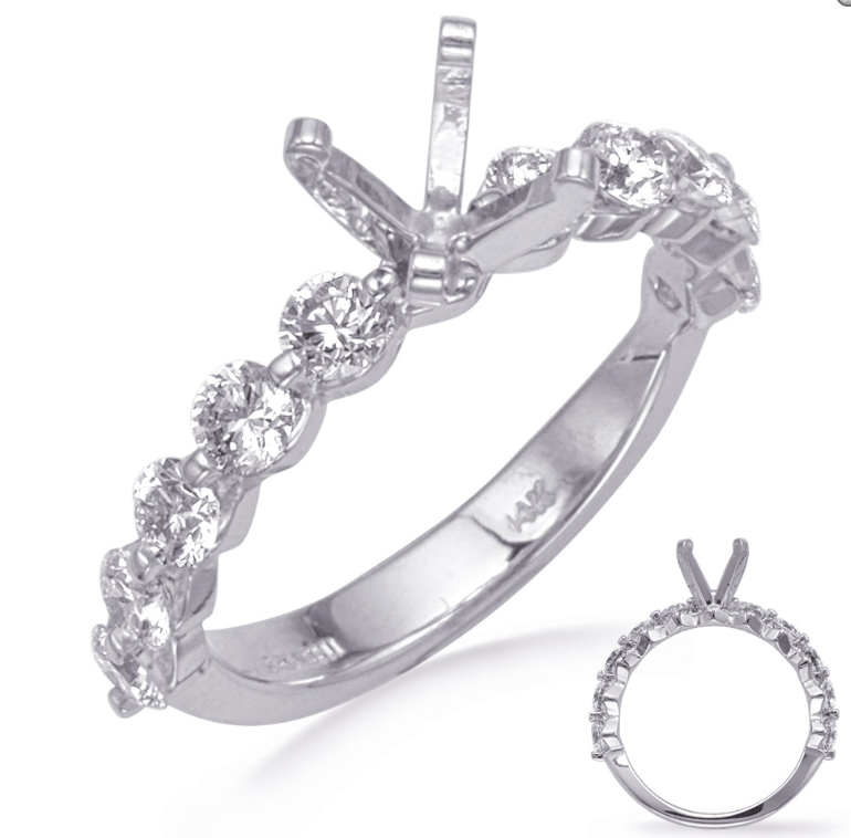14K White Gold Round Diamond Engagement Ring Mounting