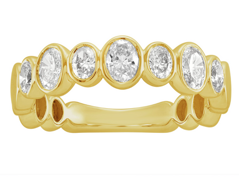 14K Yellow Gold Oval Diamond Bezel Set Band