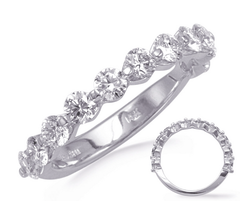 14K White Gold Round Diamond Band
