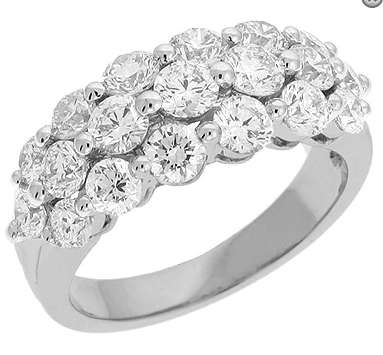 14K White Gold Multi-Row Round Diamond Ring