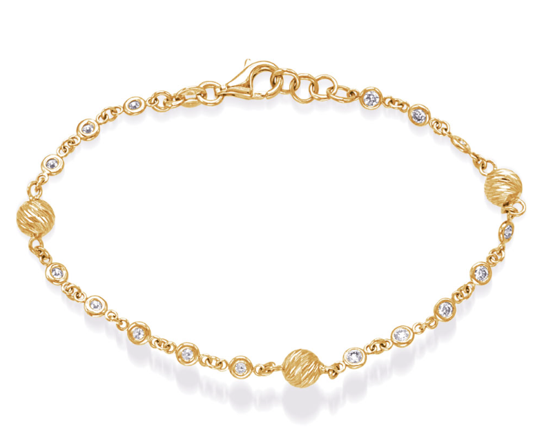 14K Yellow Gold Bezel-Set Diamond Bracelet