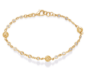 14K Yellow Gold Bezel-Set Diamond Bracelet