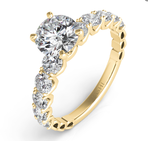 14K Yellow Gold Prong-Set Round Diamond Engagement Mounting
