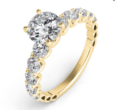 14K Yellow Gold Prong-Set Round Diamond Engagement Mounting