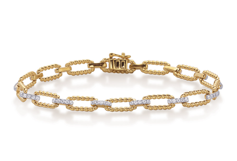 14K Gold Diamond Rope Link Bracelet