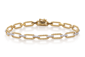 14K Gold Diamond Rope Link Bracelet
