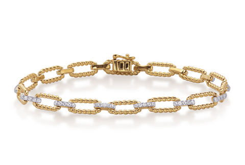 14K Gold Diamond Rope Link Bracelet
