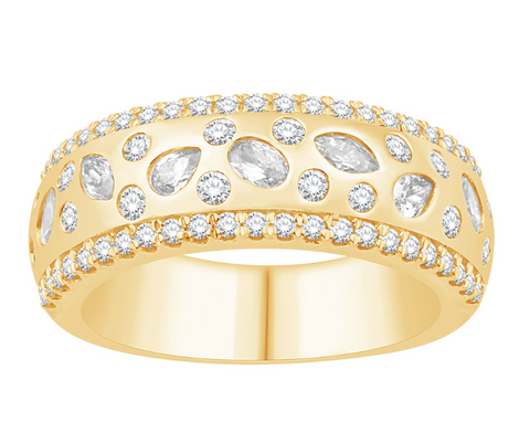 14K Yellow Gold Multi-Shape Diamond Fashion Ring