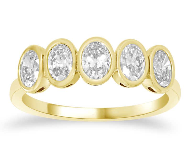 14K Yellow Gold Oval Diamond Fashion Ring