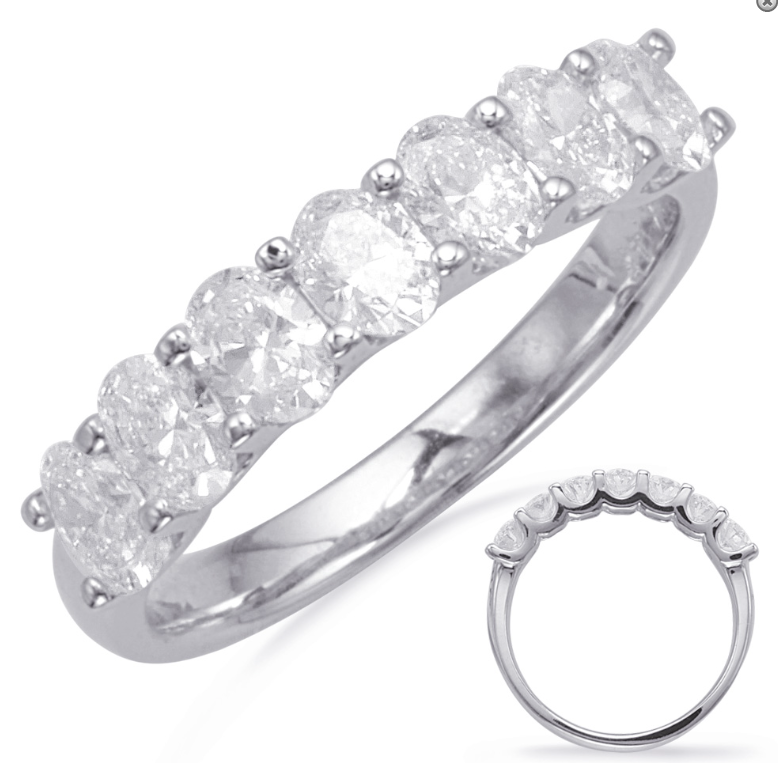 14K White Gold Oval Diamond Band