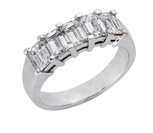 14K White Gold Emerald Cut Diamond Band