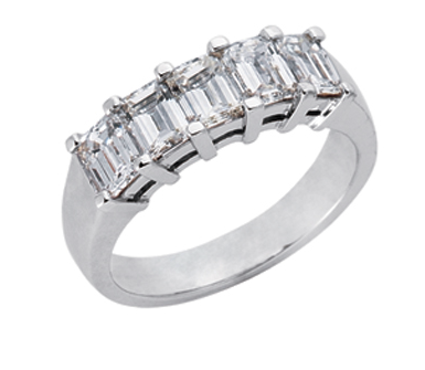 14K White Gold Emerald Cut Diamond Band