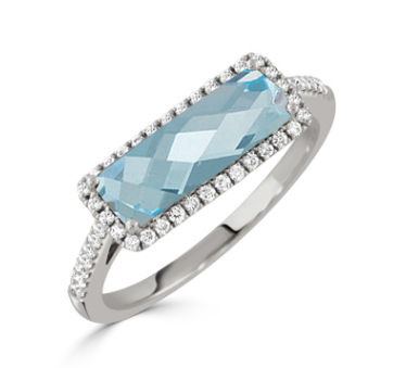 18K White Gold Diamond Ring with Sky Blue Topaz