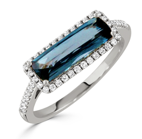 18K Yellow Gold Diamond Ring with London Blue Topaz