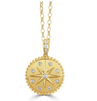 18K Yellow Gold Diamond Medallion Pendant