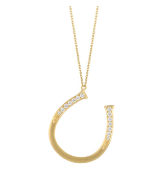 18K Yellow Gold Diamond Horseshoe Necklace