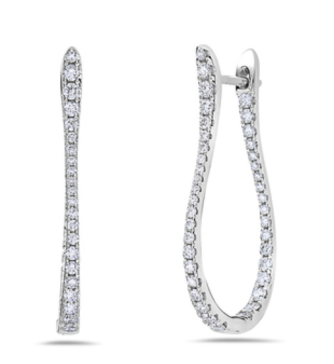 18K White Gold Diamond Hoop Earrings