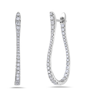 18K White Gold Diamond Hoop Earrings