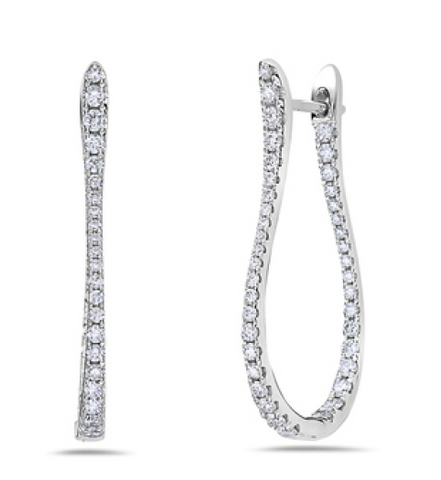 18K White Gold Diamond Hoop Earrings