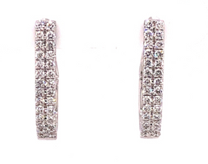 18K White Gold Diamond Hoop Earrings