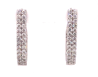 18K White Gold Diamond Hoop Earrings