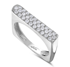 18K White Gold Diamond Bar Ring
