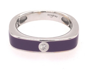 18K White Gold Diamond Enamel Ring