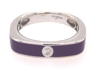 18K White Gold Diamond Enamel Ring