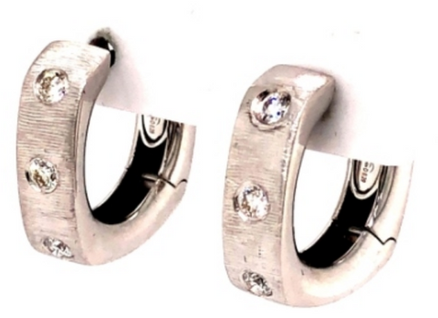 18K Yellow Gold Diamond Huggie Earrings