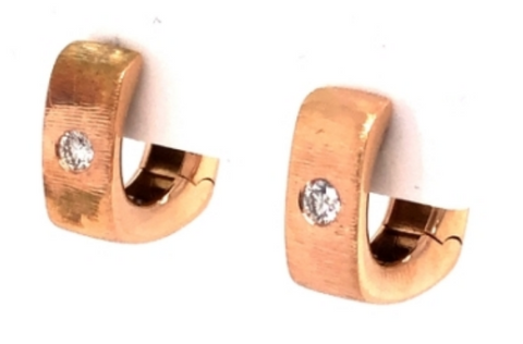 18K Yellow Gold Diamond Huggie Earrings