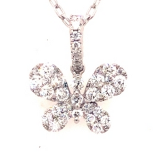 18K White Gold Diamond Butterfly Pendant