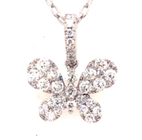 18K White Gold Diamond Butterfly Pendant