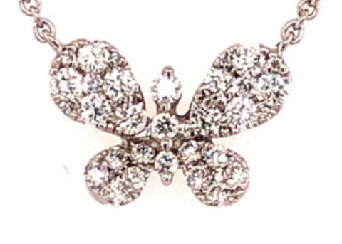 18K White Gold Diamond Butterfly Necklace