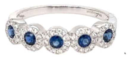 18K White Gold Diamond and Blue Sapphire Ring