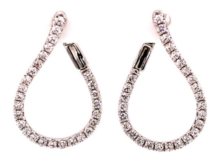 18K White Gold Diamond Teardrop Earrings