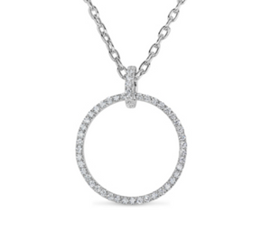 18K White Gold Diamond Circle Pendant
