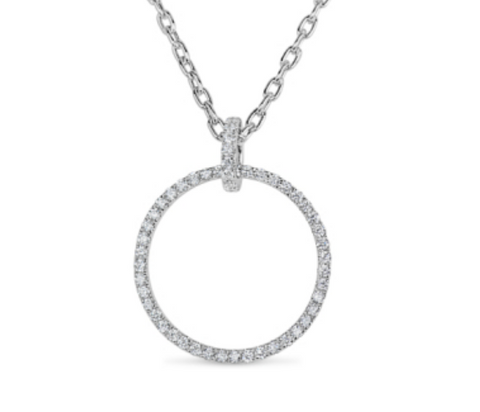 18K White Gold Diamond Circle Pendant