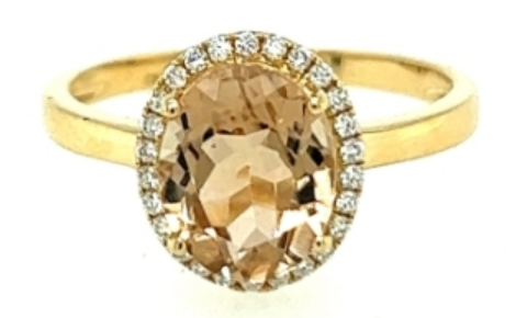 18K Yellow Gold Tourmaline and Diamond Ring