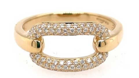 18K Yellow Gold Diamond Link Ring