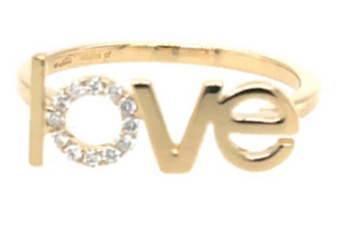 18K Yellow Gold “Love” Diamond Ring