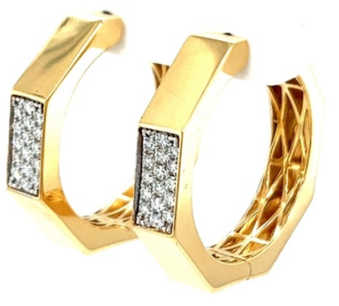 18K White & Yellow Gold Diamond Earrings