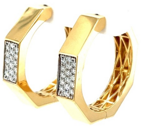 18K White & Yellow Gold Diamond Earrings
