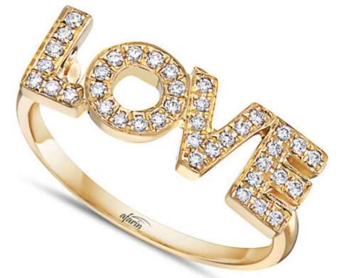 18K Yellow Gold "LOVE" Diamond Ring