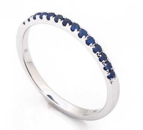 14K White Gold Sapphire Wedding Band