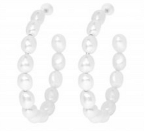 14K Gold Irregular Freshwater Pearl Hoop Earrings