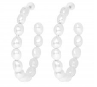 14K Gold Irregular Freshwater Pearl Hoop Earrings