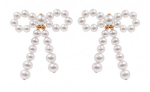 14K Yellow Gold Freshwater Pearl Bow Earrings